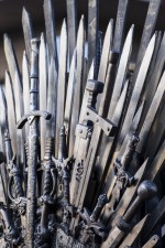 throne made of swords in a medieval fair